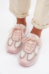 Sneakersy Damskie Z Eko Skóry Różowe Kelira