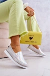 Damskie Skórzane Tenisówki Slip-On S.Barski Holograficzne Srebrne 