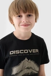 Koszulka T-Shirt Z Nadrukiem Dla Chłopca 4F 4FJWAW24TTSHM1553-20S Czarna