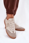 Skórzane Buty Sportowe Sneakersy Damskie Panterka CheBello 4640 Beżowe