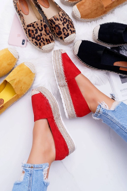 Czerwone Wsuwane Zamszowe Espadryle Mariako