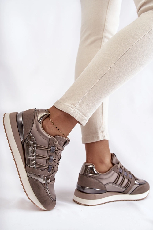 Damskie Modne Buty Sportowe Big Star KK274112 Ciemnoszare