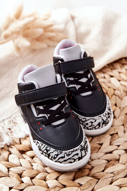 Dziecięce Sportowe Buty Czarno-Czerwone Linen