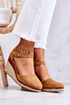 Damskie Espadryle Na Koturnie Brązowe Tamarill