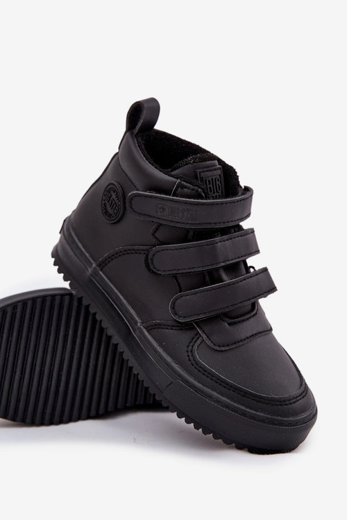 Ocieplane Botki Sneakersy Dziecięce Na Rzepy Big Star SS374070 Czarne