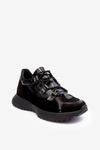 Skórzane Lakierowane Buty Sportowe Damskie M01/2 Zazoo Czarne