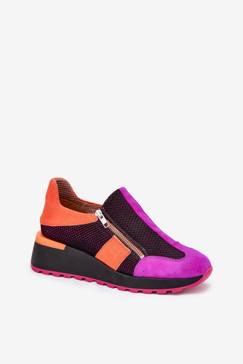 Skórzane Sneakersy Na Koturnie Maciejka 06853-15 Czarne