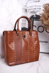 Elegancka Karmelowa Torebka MONNARI BAG4590-017 Print Zwierzęcy