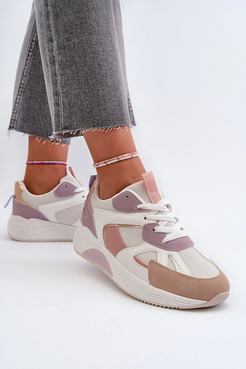 Sneakersy Damskie Na Platformie Fioletowe Lenivia