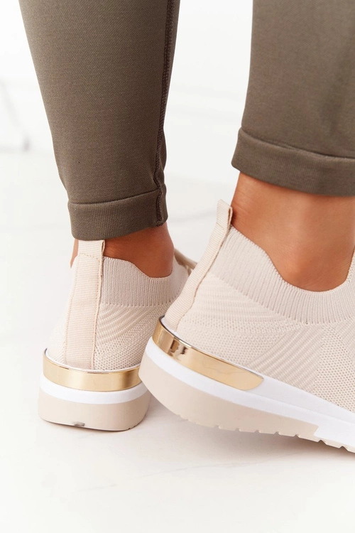 Sportowe Buty Sneakersy Na Koturnie Beżowe Adeyla