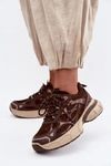 Buty Sportowe Sneakersy Na Platformie Czekoladowe Wanda