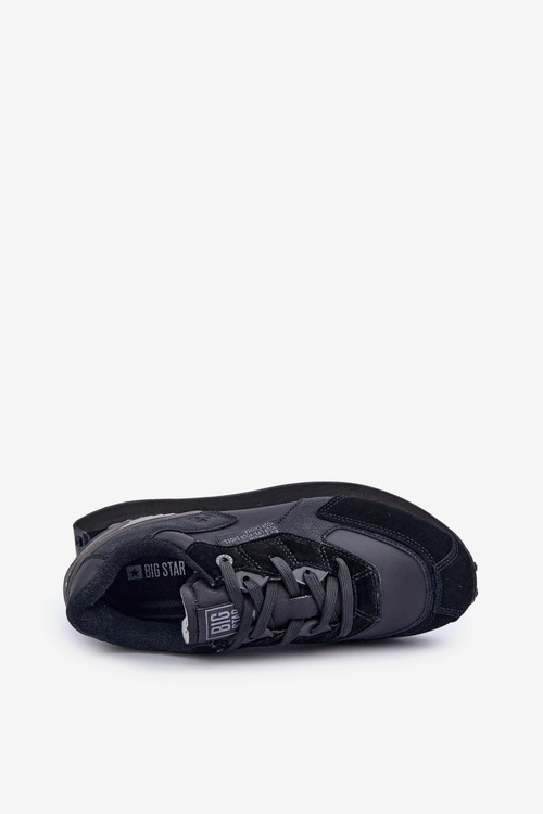 Skórzane Sneakersy Męskie Big Star OO174297 Hi-Poly System Czarne