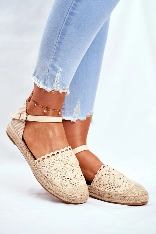 Espadryle Damskie Na Platformie Lniane Beżowe Vienna