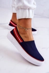 Damskie Tenisówki Slip On Big Star JJ276009 Granatowo-Czerwone