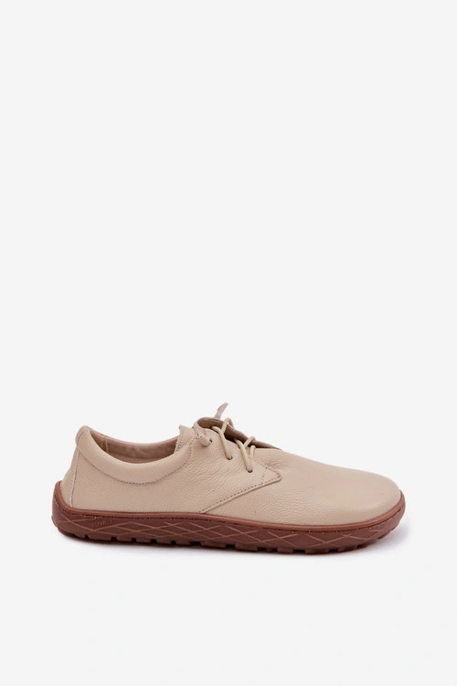 Skórzane Półbuty Barefoot Damskie Zazoo 10189 Beżowe
