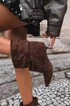 Wsuwane Botki Typu Slouchy Na Obcasie Czekoladowe Loralia