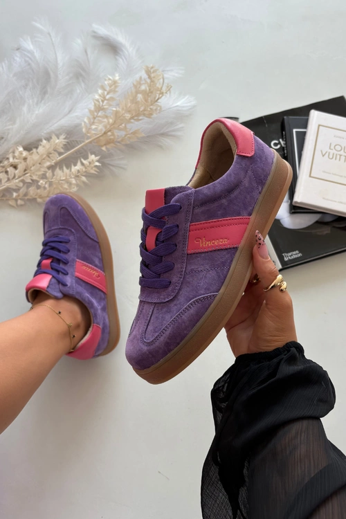 Zamszowe Sneakersy Damskie Vinceza 79576 Fioletowe