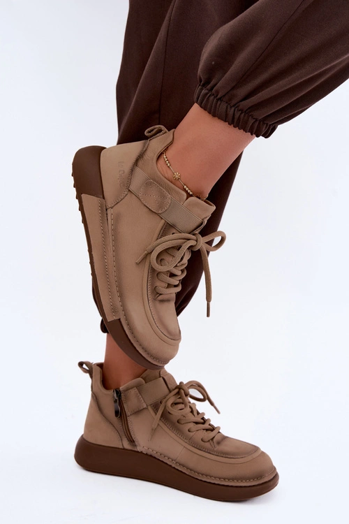 Ocieplane Botki Z Naturalnej Skóry Lee Cooper LCJ-26-19-4603 Khaki
