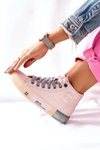 Skórzane Wysokie Trampki Big Star II274138 Różowe