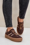 Zazoo N1176 Zamszowe Sneakersy Na Platformie Panterka Czekoladowe