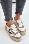 Skórzane Sneakersy Damskie Vinceza 7923 Beżowe