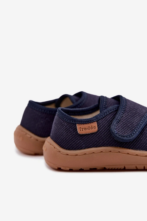 Kapcie Dziecięce Chłopięce Na Rzep Barefoot Froddo G1700438 Granatowe