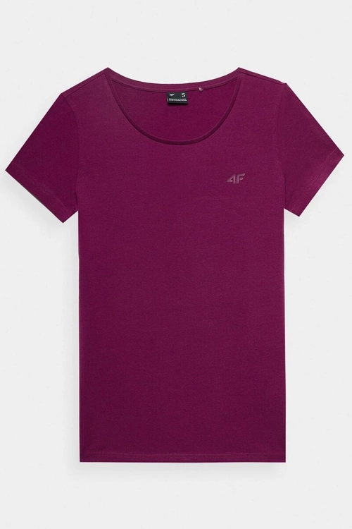 Damski Gładki T-Shirt Z Logo Fioletowy 4F 4FWMM00TTSHF1845-51S