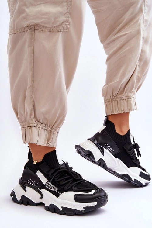 Damskie Sneakersy Skarpetkowe Wsuwane Czarne Keaton