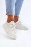 Ażurowe Trampki Sneakersy Na Platformie Białe Tanvi