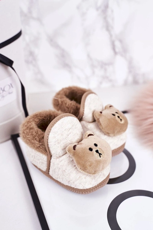 Dziecięce Papcie Na Gumce Z Misiem Brązowe Pooh