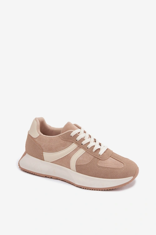 Sneakersy Damskie Na Platformie Beżowe Laurelia