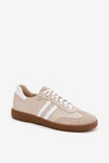 Zazoo N1068 Skórzane Niskie Sneakersy Damskie Beżowe 