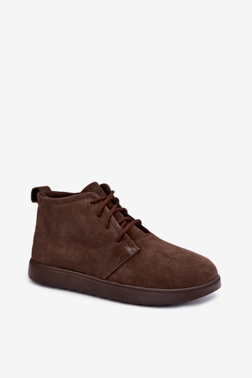 Ocieplane Botki Z Naturalnej Skóry Zazoo 328 Czekoladowe