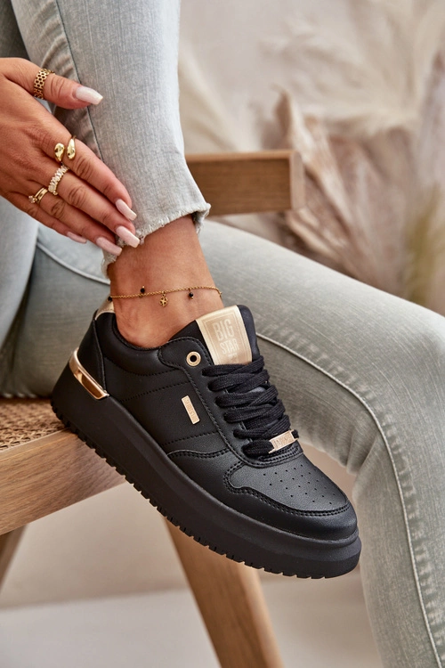 Sneakersy Damskie Na Platformie Big Star OO274758 HI-POLY SYSTEM Czarne