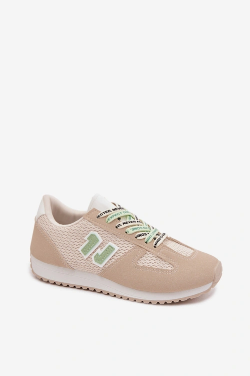 Sneakersy Damskie Z Ozdobnym Sznurowaniem Beżowe Henira