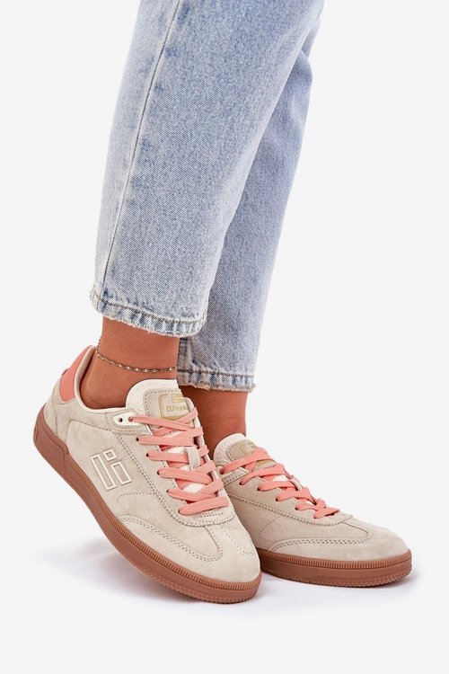 Zamszowe Buty Sportowe Sneakersy Damskie D.Franklin DFSH387005 Beżowe