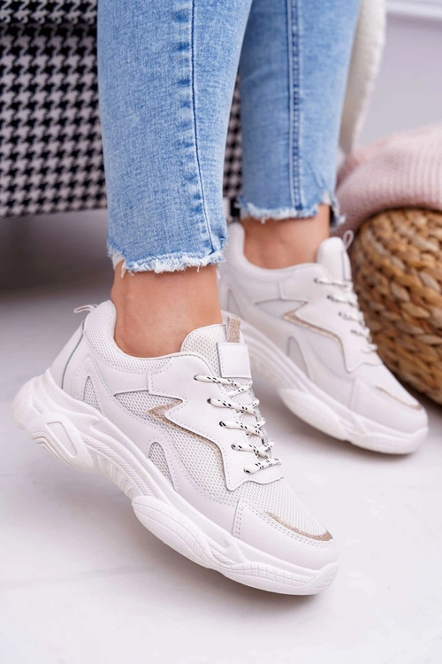Sportowe Damskie Buty Beżowe Brokat Winchester