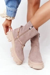 Zamszowe Botki Workery Lewski Shoes 3006-0 Beżowe