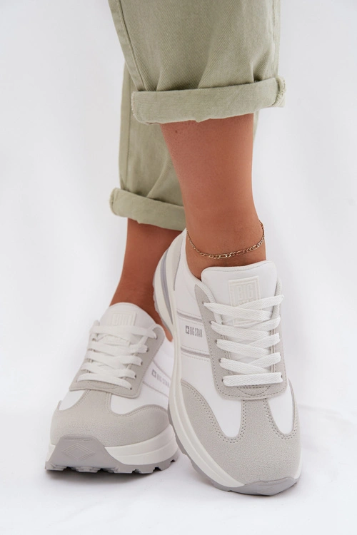 Sneakersy Buty Sportowe Damskie Big Star TT274879 HI-POLY SYSTEM Biało-Szare