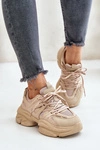 Sneakersy Damskie Na Masywnej Podeszwie Beżowe Amoserna