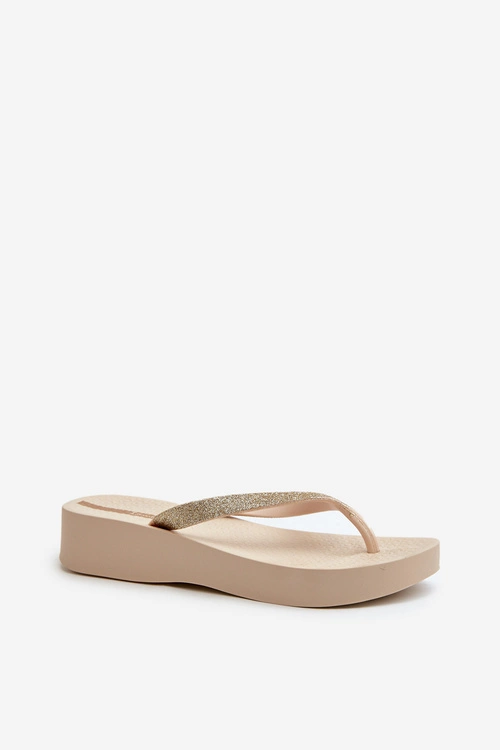 Klapki Japonki Damskie Z Brokatowym Paskiem 83386 Ipanema Mesh Chic Plat Fem Beżowe