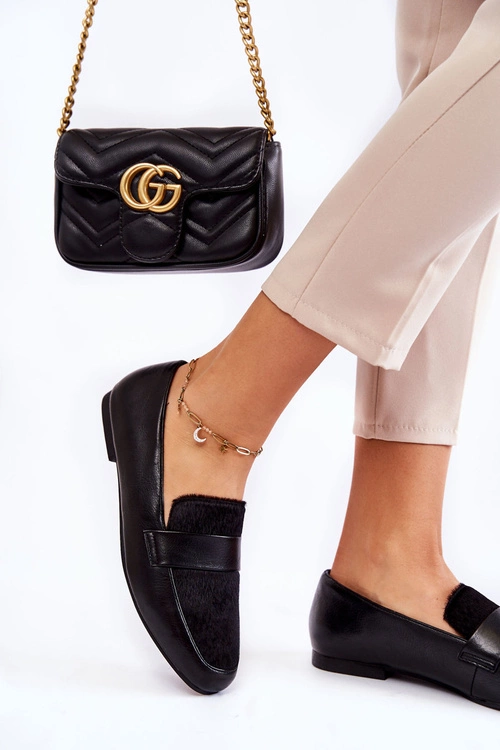 Damskie Skórzane Mokasyny La.Fi 210018B-PUF Czarne