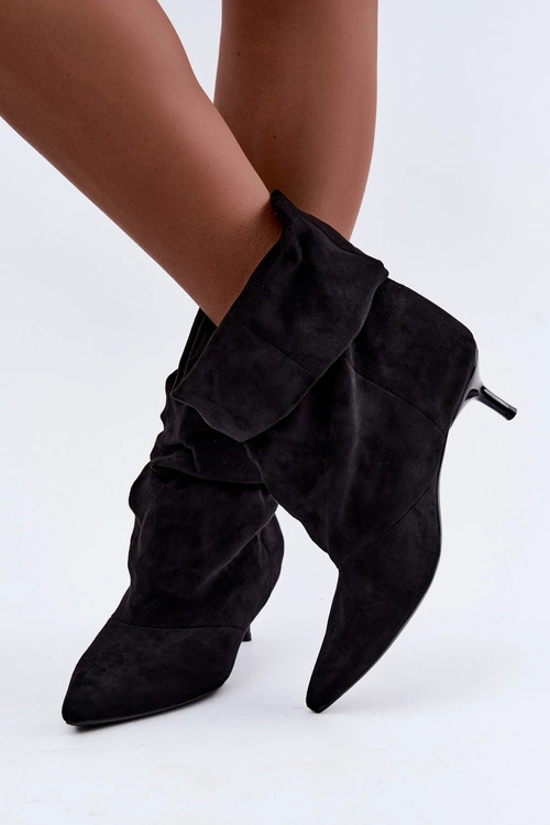 Wsuwane Botki Typu Slouchy Na Obcasie Czarne Loralia