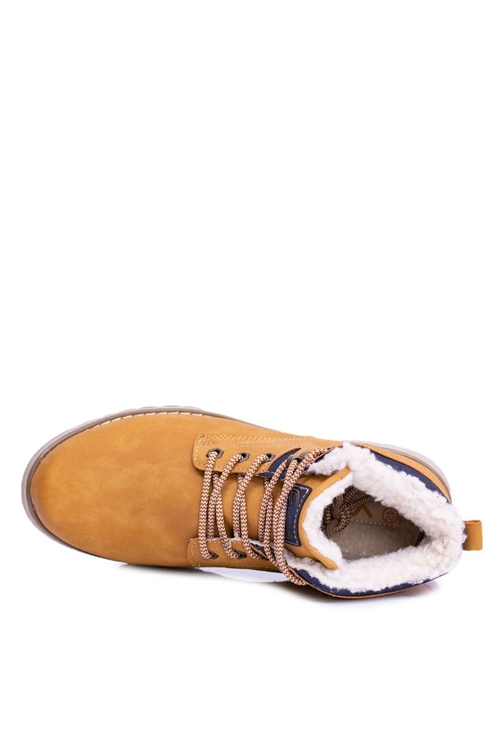 Ocieplane Męskie Buty Trekkingowe Z Polarem Camel Nuss