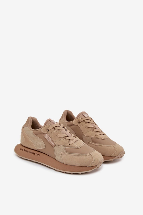 Skórzane Sneakersy Męskie Big Star OO174298 Hi-Poly System Beżowe