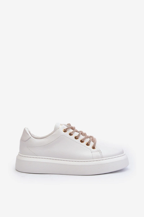 Skórzane Damskie Buty Sportowe CheBello 4362 Białe