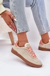 Zamszowe Buty Sportowe Sneakersy Damskie D.Franklin DFSH387005 Beżowe