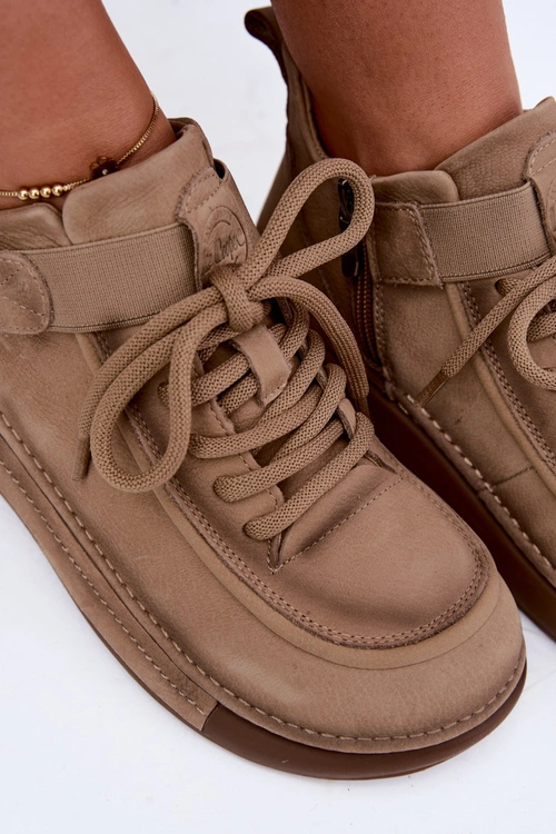 Ocieplane Botki Z Naturalnej Skóry Lee Cooper LCJ-26-19-4603 Khaki
