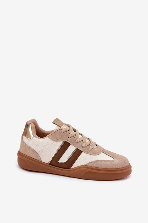 Sneakersy Damskie Z Eko Zamszu Beżowe Satylies