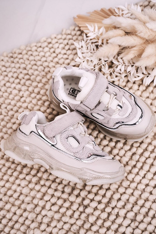 Dziecięce Sportowe Buty Sneakersy Z Przezroczystą Podeszwą Białe Bailey